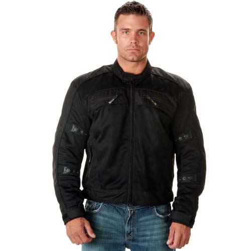 Xelement CF380 Men's 'Devious' Black Mesh Jacket with CE X-Armor Protection