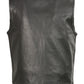 Club Vest CVM3711 Men’s Black Leather Vest with Seamless Back Design