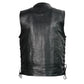 Club Vest CVM3712 Men’s Black Side Lace Leather Vest with Seamless Back Design