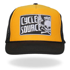 Hot Leathers CYA1005 Official Cycle Source Magazine Logo Gold and Black Snapback Trucker Hat