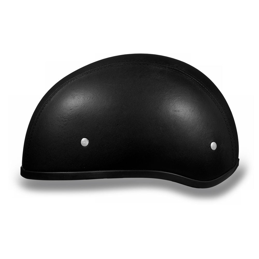 Close Out Daytona Helmets D3-ANS ‘Skull Cap' Black Leather Covered Half Face Helmet without Visor