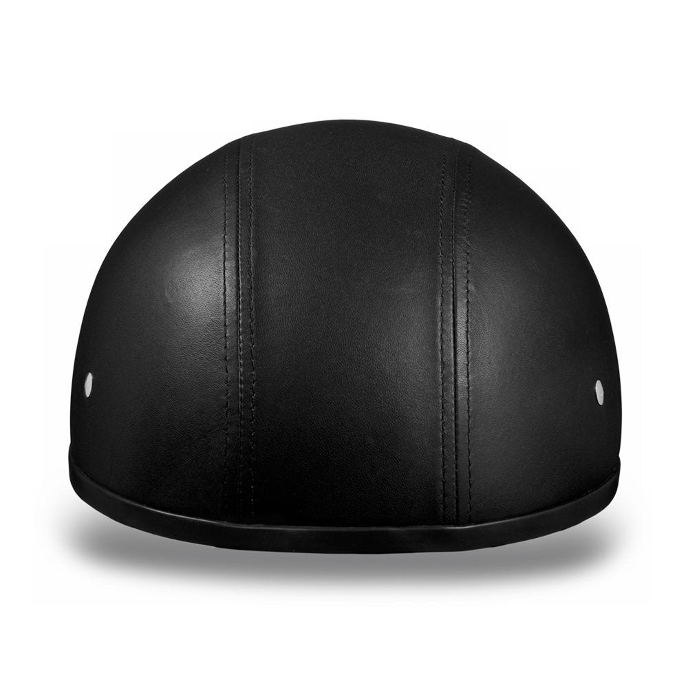 Close Out Daytona Helmets D3-ANS ‘Skull Cap' Black Leather Covered Half Face Helmet without Visor