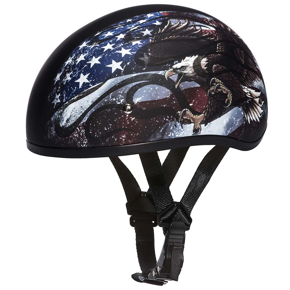 Close Out Daytona Helmets D6-USA ‘Skull Cap’ with USA Flag and Eagle Half Face Helmet