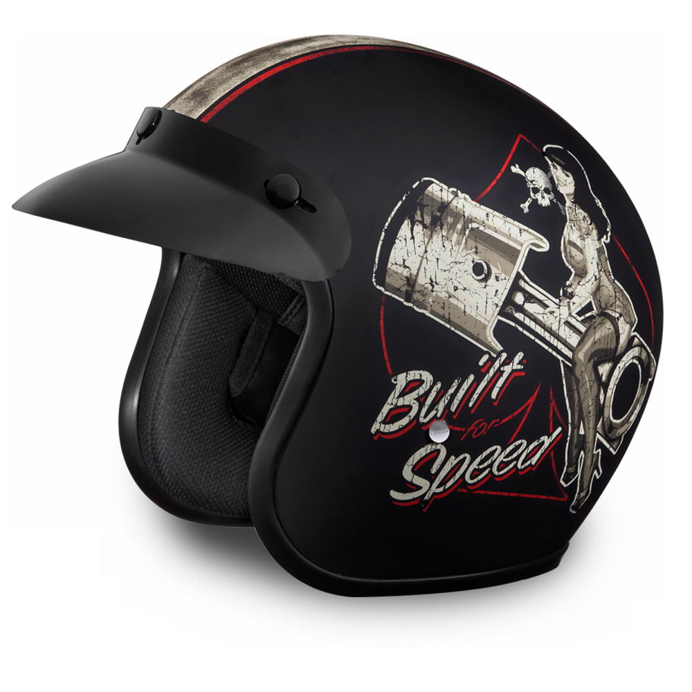 Close Out Daytona Helmets DC6-BFS ‘Cruiser’ Built For Speed Dull Black  ¾ Open Face Helmet