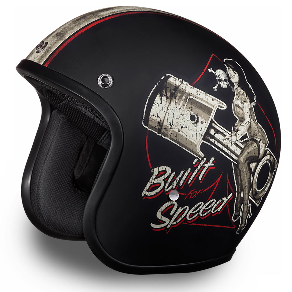 Close Out Daytona Helmets DC6-BFS ‘Cruiser’ Built For Speed Dull Black  ¾ Open Face Helmet