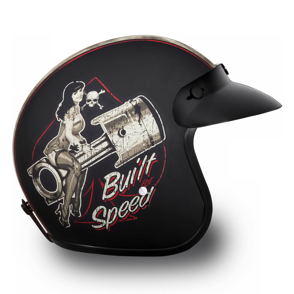 Close Out Daytona Helmets DC6-BFS ‘Cruiser’ Built For Speed Dull Black  ¾ Open Face Helmet