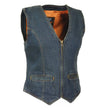 Milwaukee Leather DM1246 Women's Blue Denim Vest with V-Neck Collar