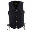 Milwaukee Leather DM1315 Men's Black Classic Denim Western Style Cowboy Biker Vest with Adjustable Side Laces