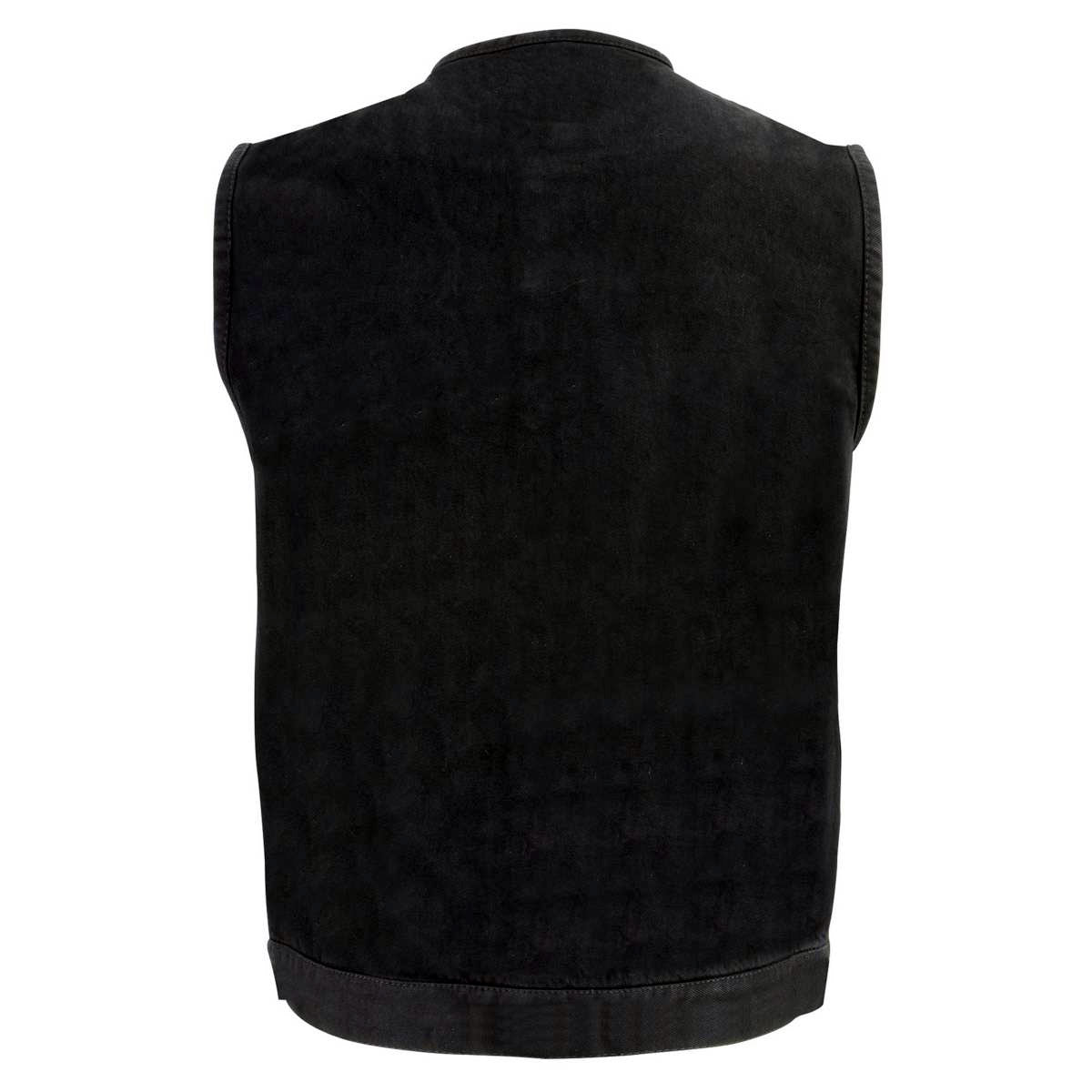Biker's Edge DM1937 Men's Black Snap Front Denim Club Vest – LeatherUp USA