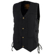 Milwaukee Leather DM1990 Men's Black 10 Pocket Side Lace Denim Vest