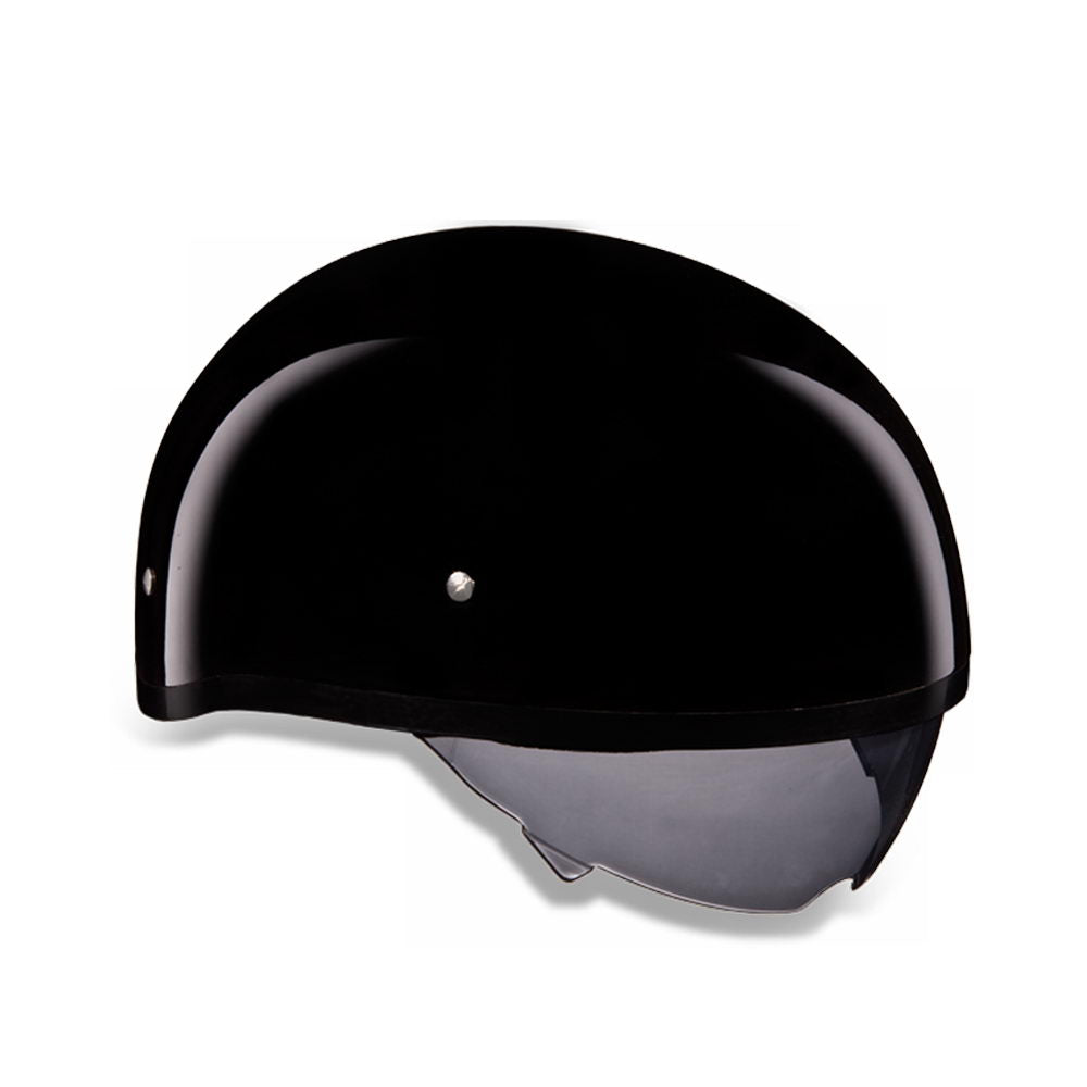 Close Out Daytona Helmets DS8-A ‘Skull Cap' Gloss Black Half Face Helmet with Inner Shield