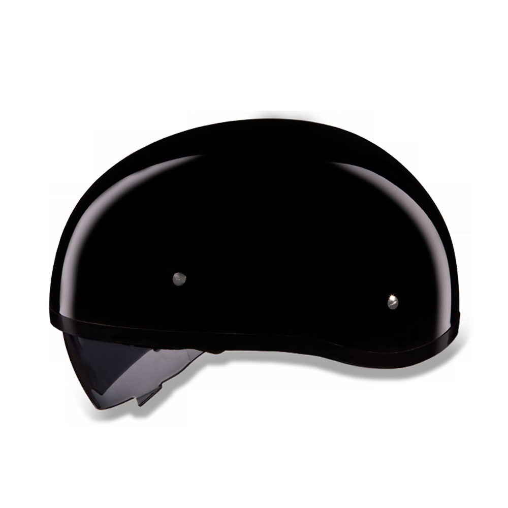 Close Out Clearance Daytona Helmets DS8-A ‘Skull Cap' Gloss Black Half Face Helmet with Inner Shield