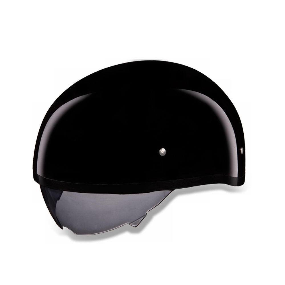 Close Out Daytona Helmets DS8-A ‘Skull Cap' Gloss Black Half Face Helmet with Inner Shield