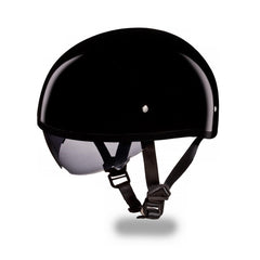 Close Out Clearance Daytona Helmets DS8-A ‘Skull Cap' Gloss Black Half Face Helmet with Inner Shield