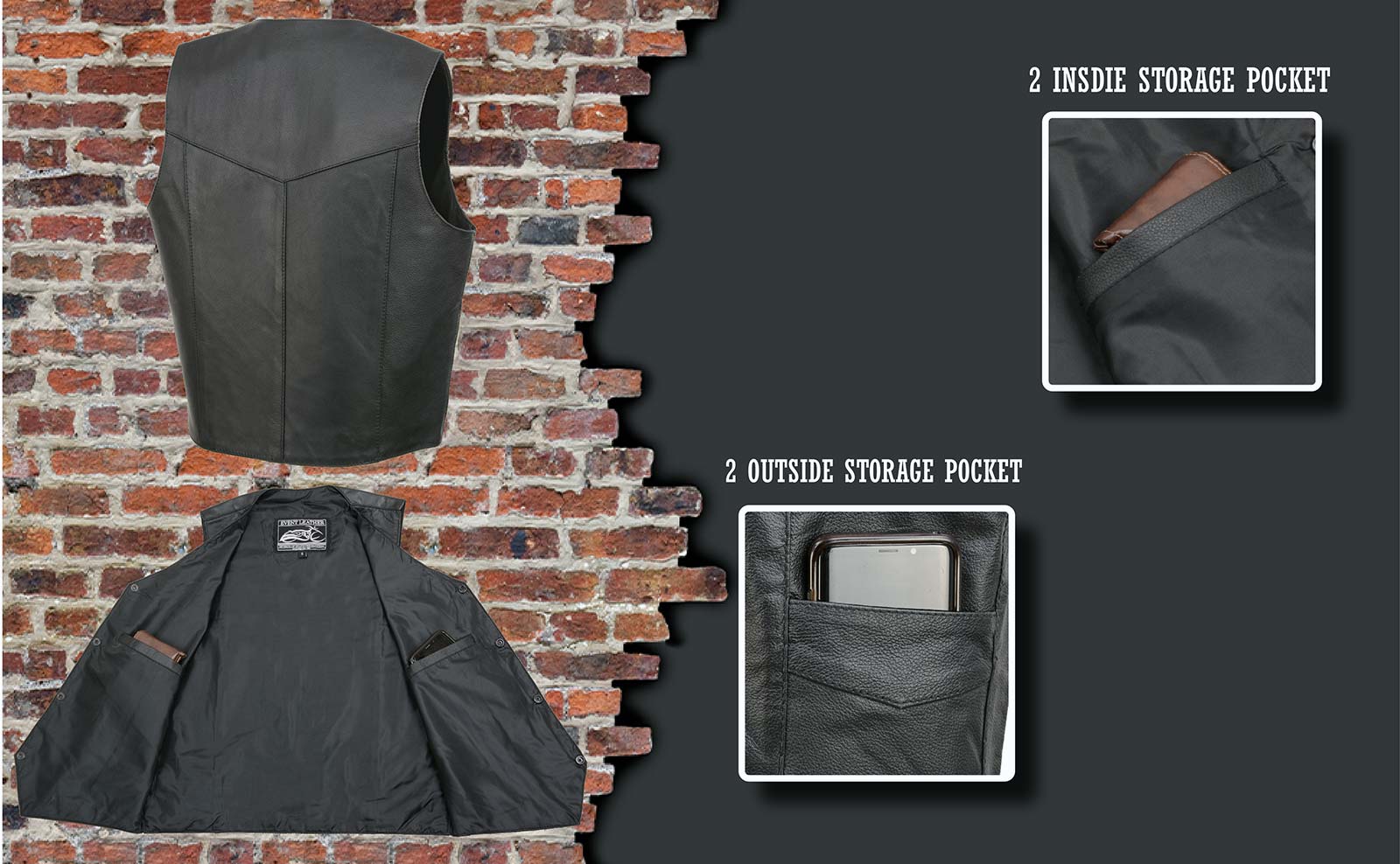 Event leather clearance motorcycle vest