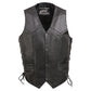 Event Leather EL1315 Men's Club Style Black Leather Motorcycle Riders Vest w/ Side Lace - Riding Club