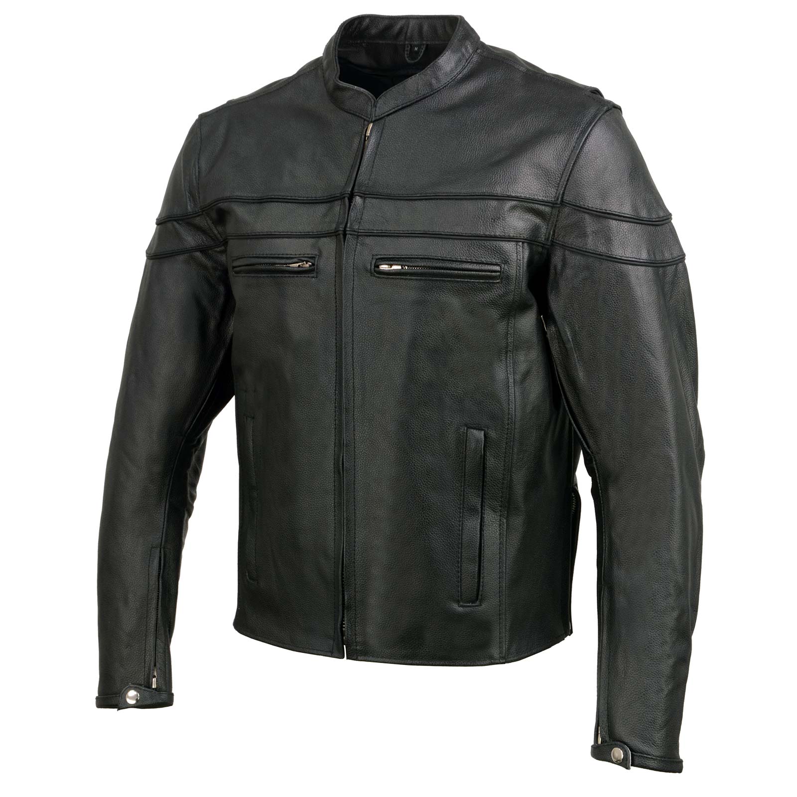 Event Leather EL1408 Men's Black Sporty Scooter Crossover Motorcycle  Leather Jacket - Motorcycle Riding Jackets