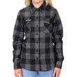 Hot Leathers FLL3001 Ladies Long Sleeve Cotton Black and Gray Flannel