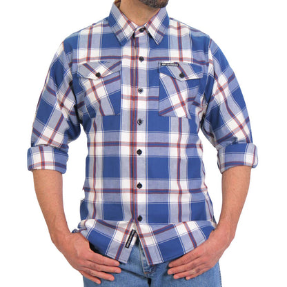 Hot Leathers FLM2025 Men's Blue, White and Red Flannel Long Sleeve Shirt