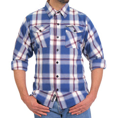 Hot Leathers FLM2025 Men's Blue, White and Red Flannel Long Sleeve Shirt