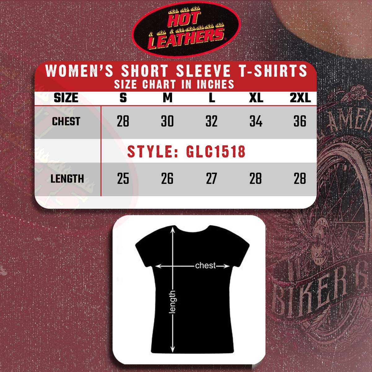 Hot Leathers GLC1518 Women's Black All American Biker Girl Scoop Neck Printed T-Shirt