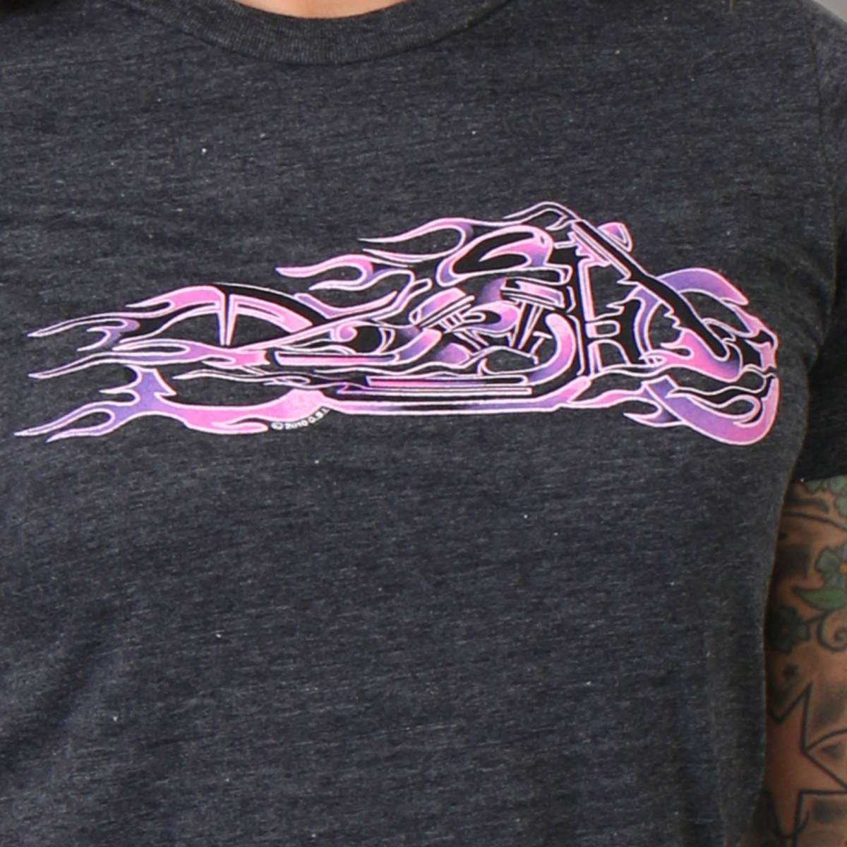 Hot Leathers GLR1215 Ladies Pink and Purple Fire Bobber Full Cut Motorcycle T-Shirt