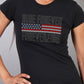 Hot Leathers GLR1428 Flag Bling Full Cut Short Sleeve Ladies Black T-Shirt