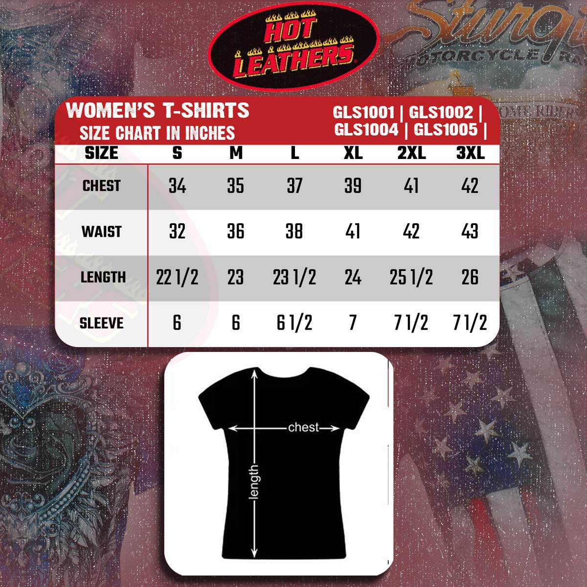 Hot Leathers Ladies Heartbeat Flag Fitted Short Sleeve 3D All Over Printed T-Shirt GLS1005