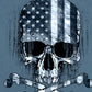 Hot Leathers GMD5372 Mens 'Flag and Skull' Sleeveless Blue Denim Shirt