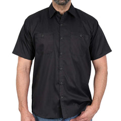 Hot Leathers GMM1009 Men's Mechanic Black Button Up Heavy-Duty Work Shirt for | Classic Mechanic Work Shirt