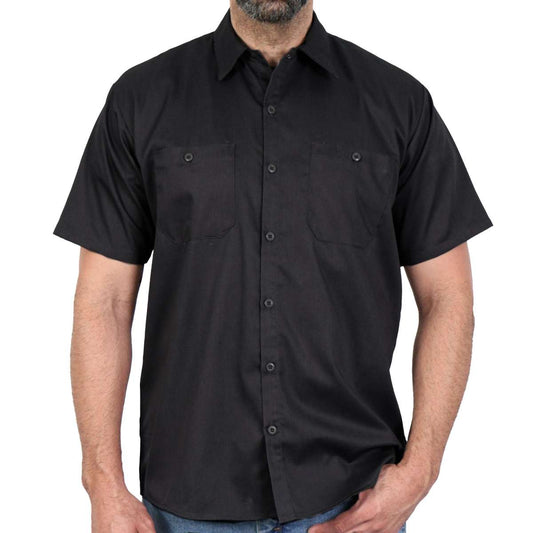 Hot Leathers GMM1009 Men's Mechanic Black Button Up Heavy-Duty Work Shirt for | Classic Mechanic Work Shirt
