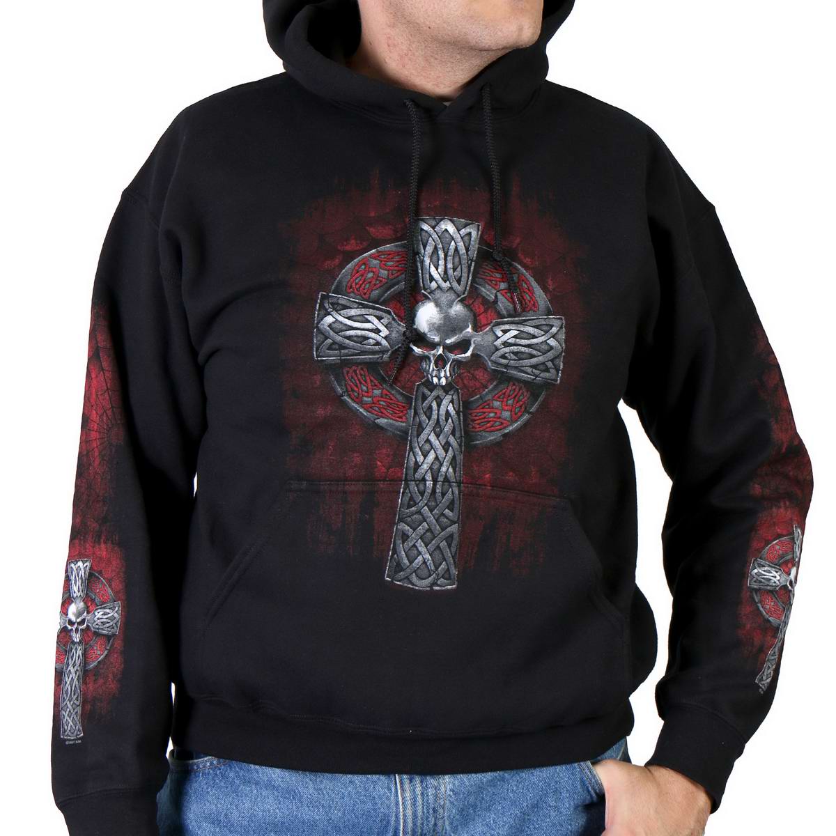 Hot Leathers GMS4022 Men’s ‘Celtic Cross Pocket’ Black Hoodie