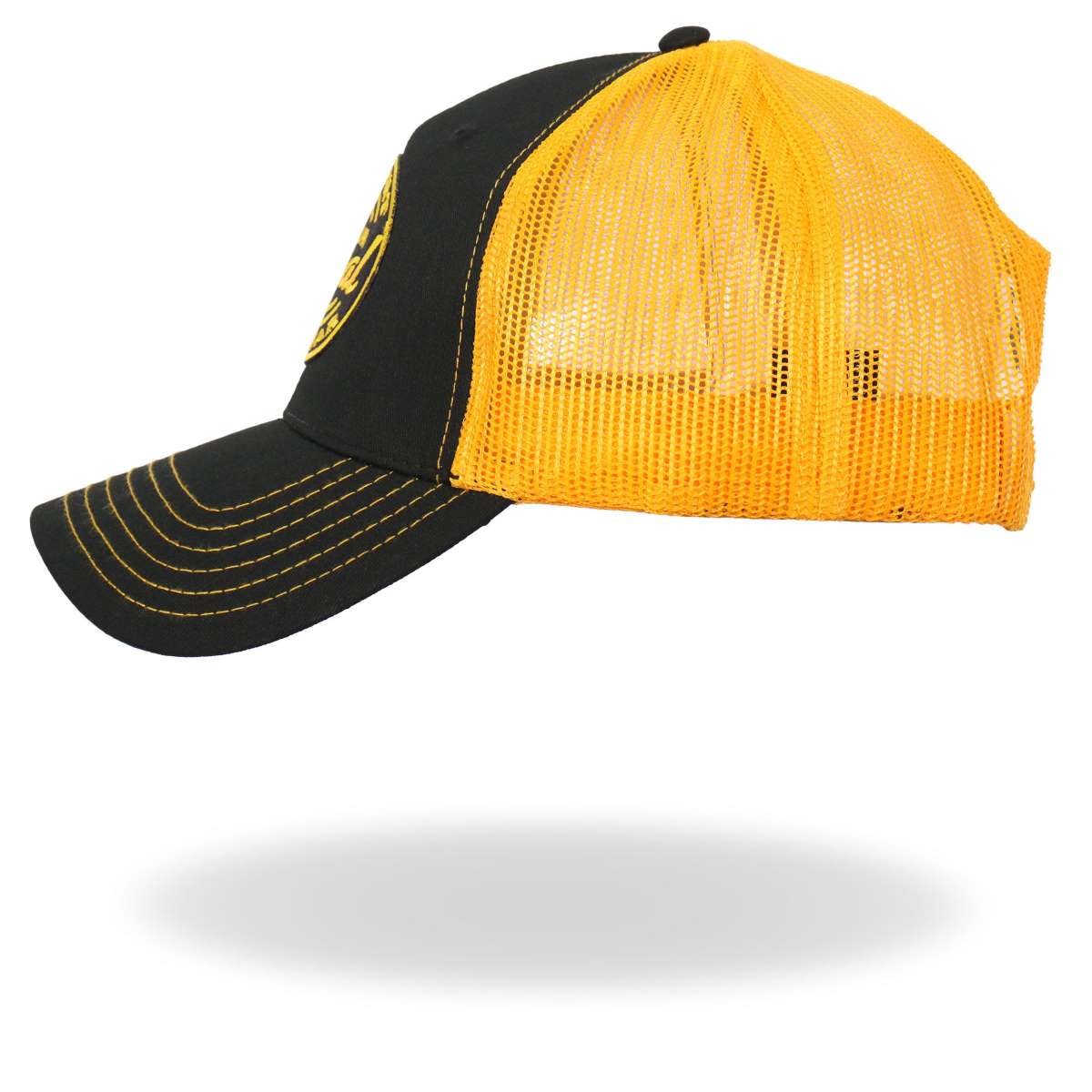 Hot Leathers Black And Yellow Trucker Hat Local Dive Bar GSH1048