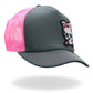 Hot Leathers Charcoal and pink Girly Skull Trucker Hat GSH1052