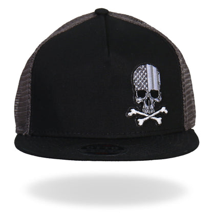 Hot Leathers GSH2004 Flag Skull Snap Back Ball Hat