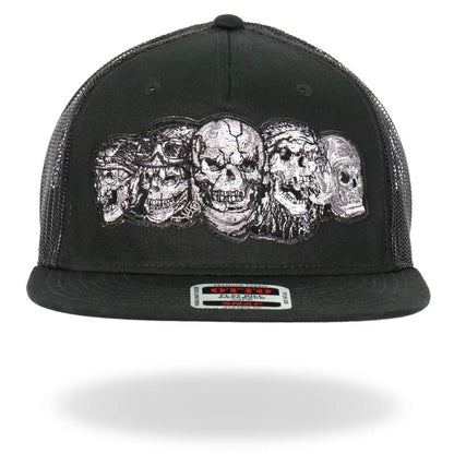 Hot leathers Black 5 Skulls Straight Snapback Hat GSH2034