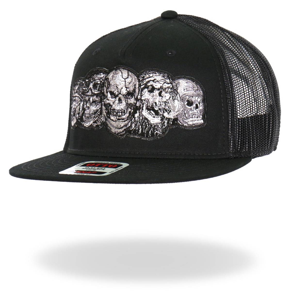 Hot leathers Black 5 Skulls Straight Snapback Hat GSH2034