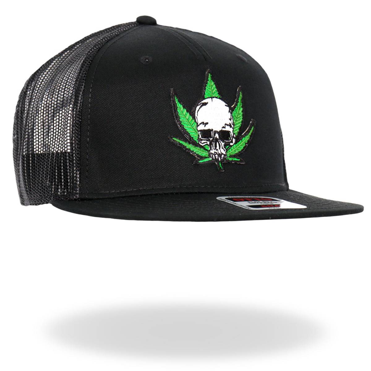 Hot Leathers Pot Leaf Skull Black Snapback Hat GSH2037