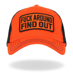 Hot Leathers Black and Orange Fuck Around Find Out Snapback Hat GHS2049