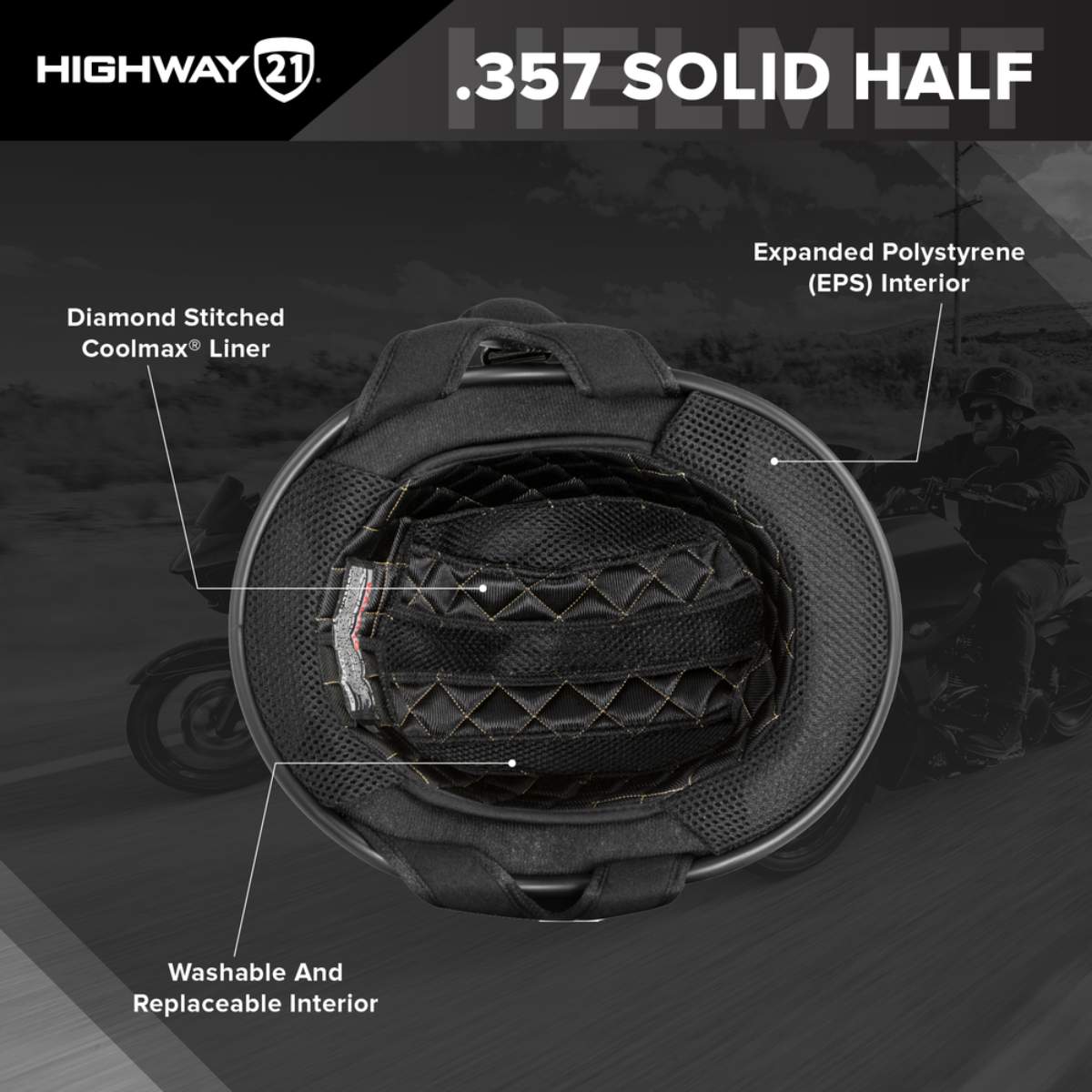 Highway 21.357 Solid Matte Black Half Helmet