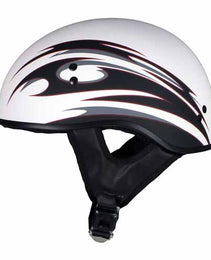 Hot Leathers Tribal White Motorcycle Skull Cap Half Helmet for Men and Women DOT Approved HLT68