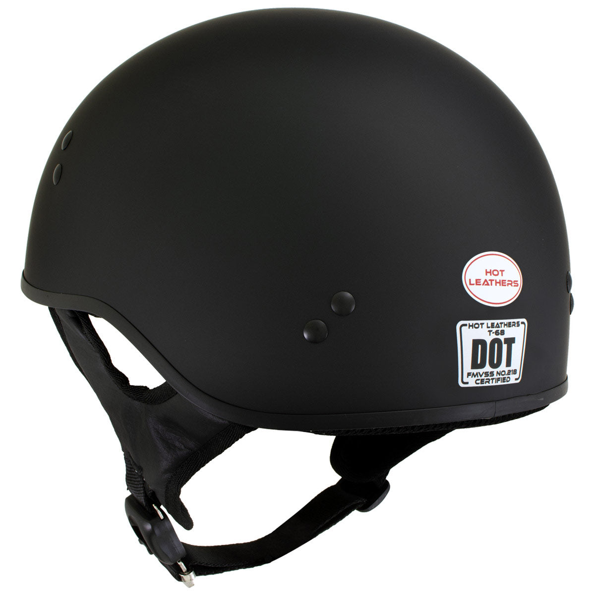 Hot Leathers HLT68 Flat Black The O.G. Flat Black Motorcycle DOT Skull Cap Half Helmet Biker