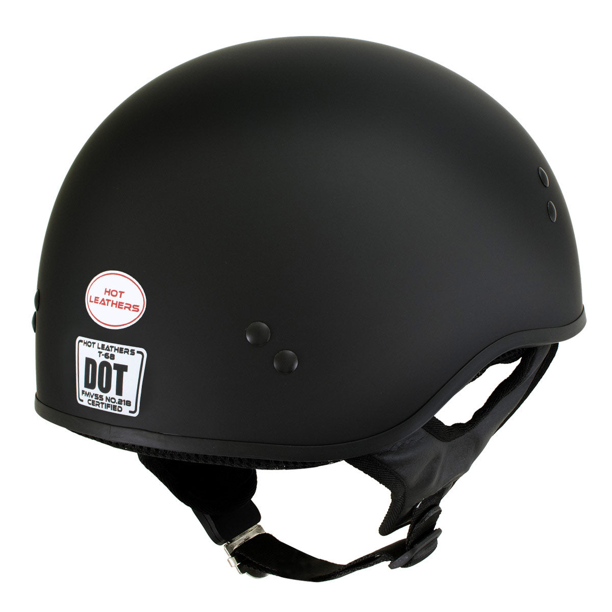 Hot Leathers HLT68 Flat Black The O.G. Flat Black Motorcycle DOT Skull Cap Half Helmet Biker