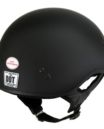 Hot Leathers HLT68-SP Flat Black 'The O.G.' No Logo Motorcycle DOT Skull Cap Half Helmet for Men and Women Biker