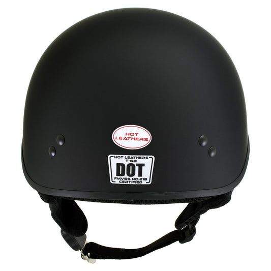 Hot Leathers Flat Matte Black Motorcycle Skull Cap Half Helmet DOT Approved HLD1001