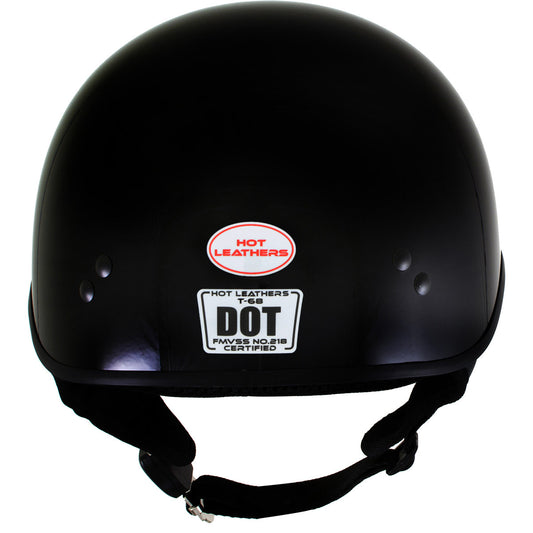 Hot Leathers HLT68 Gloss Black The O.G. Advanced DOT Skull Cap Motorcycle Half Helmet Biker