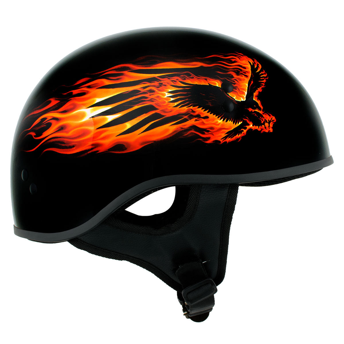 Hot Leathers HLD1006 'Black Out Eagle' Motorcycle DOT Approved Skull Cap Half Half Helmet for Men and Women Biker