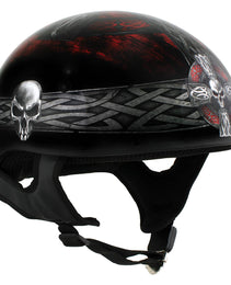 Hot Leathers HLD1008 Black 'Celtic Cross' Motorcycle DOT Approved Skull Cap Half Helmet for Men and Women Biker