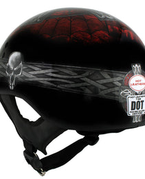 Hot Leathers HLD1008 Black 'Celtic Cross' Motorcycle DOT Approved Skull Cap Half Helmet for Men and Women Biker