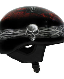 Hot Leathers HLD1008 Black 'Celtic Cross' Motorcycle DOT Approved Skull Cap Half Helmet for Men and Women Biker